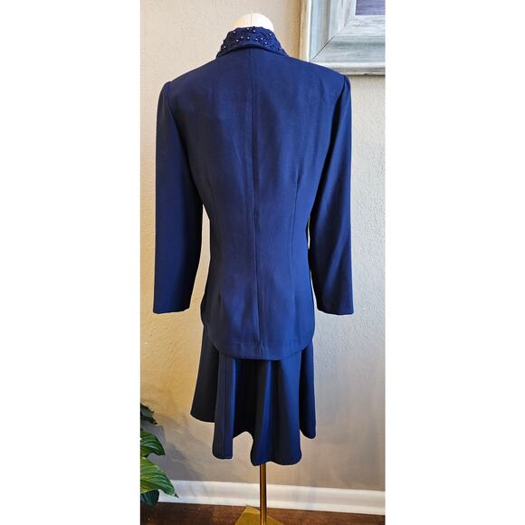 Vintage L.G. Star Women's 2 Piece Jacket & Skirt Suit Church‎ Formal Size 8 Navy - Picture 2 of 6
